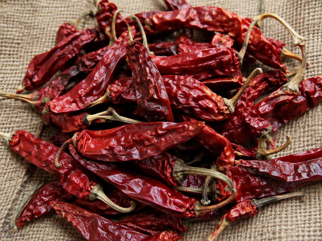 Whole dried Indian red chillies