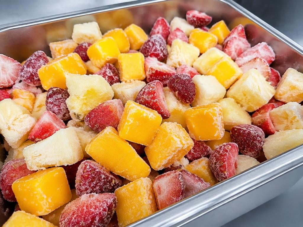 Frozen fruit pieces