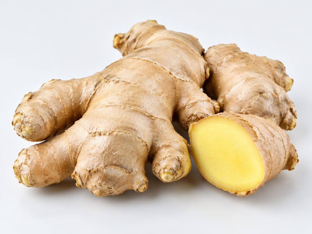 Fresh ginger rhizomes with natural skin and visible texture