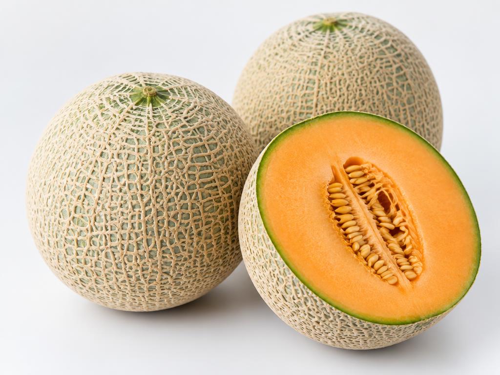 Fresh muskmelons with netted skin